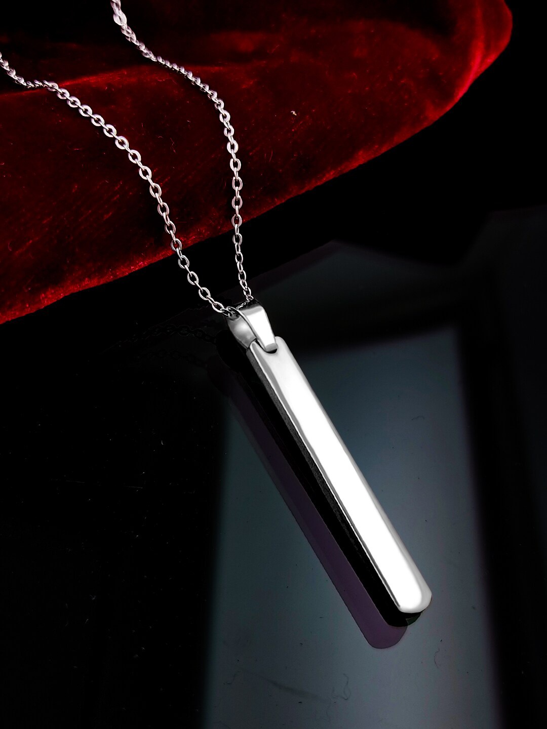 

Saizen Silver-Plated Bar Pendant Adjustable Pendant With Chain