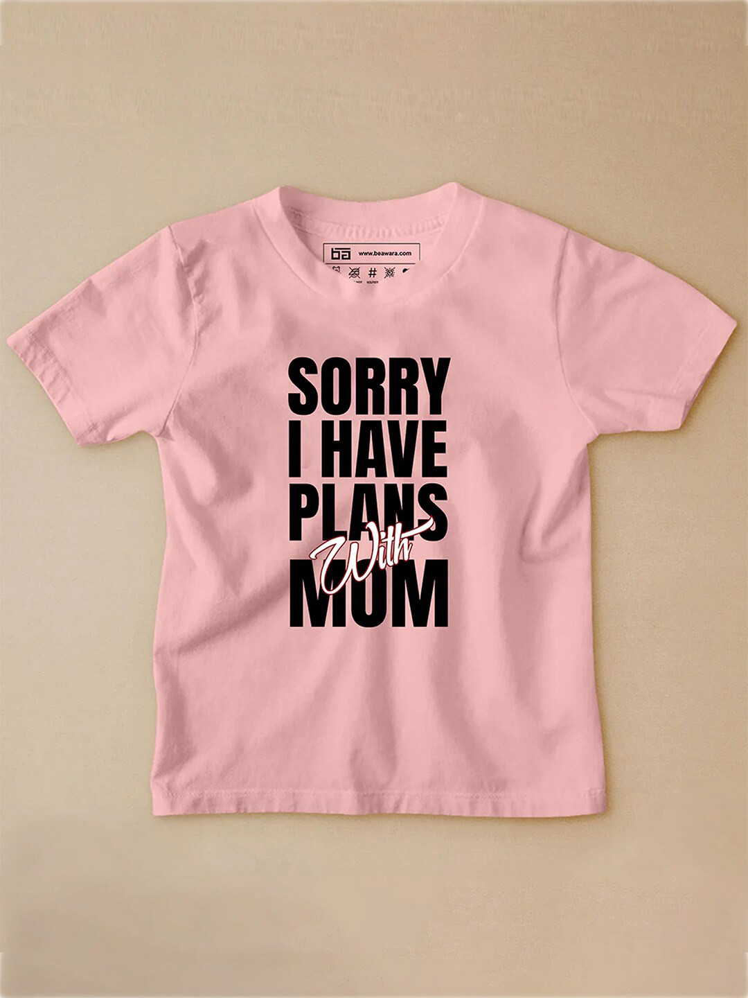 

BE AWARA Kids Typography Printed Cotton T-Shirt, Pink