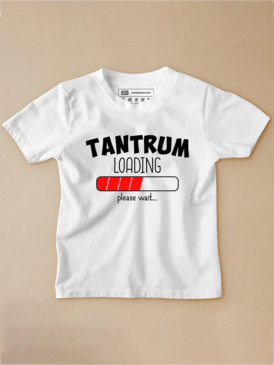 

BE AWARA Kids Typography Printed Cotton T-shirt, White