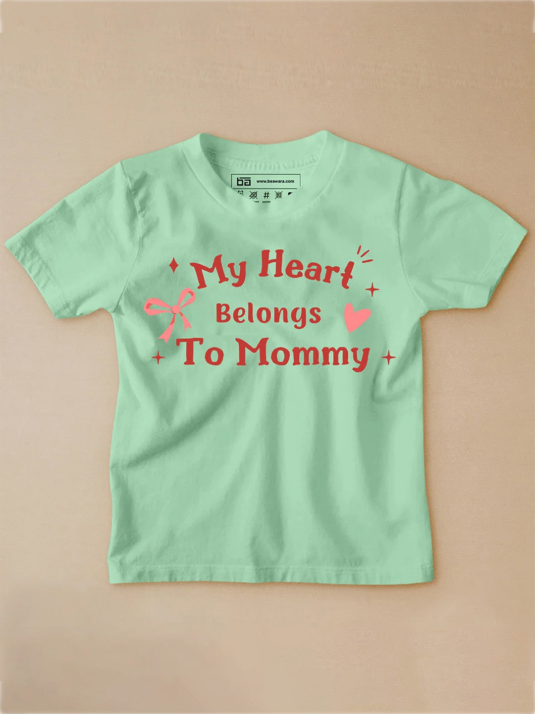 

BE AWARA Infant Kids Typography Printed Cotton T-shirt, Green