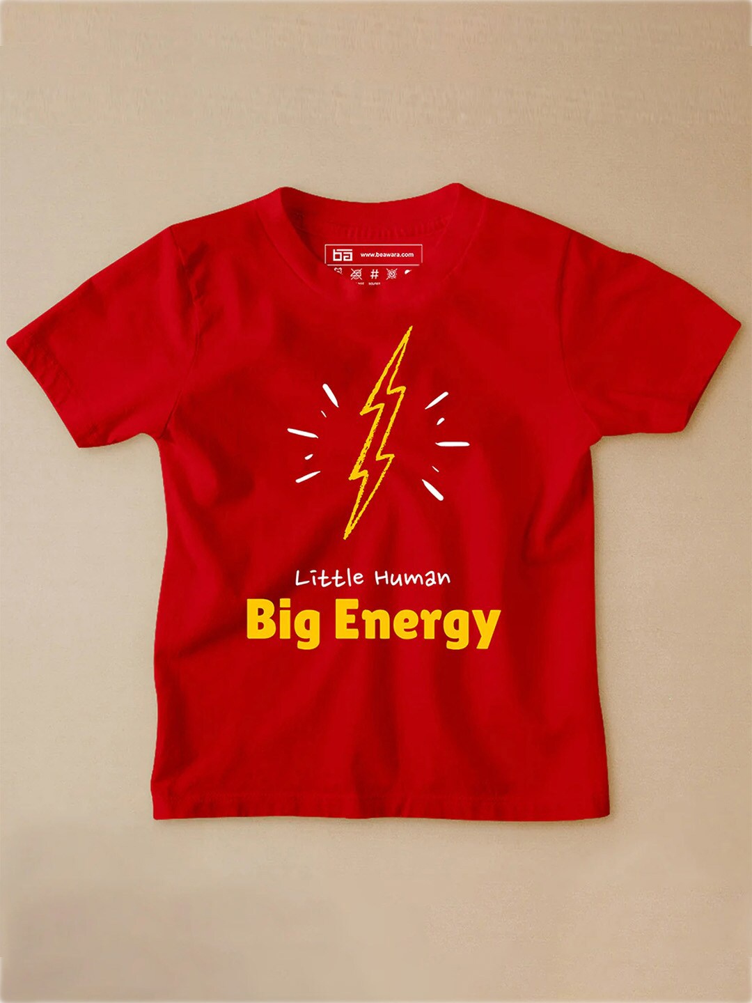 

BE AWARA Infant Kids Typography Printed Cotton T-shirt, Red