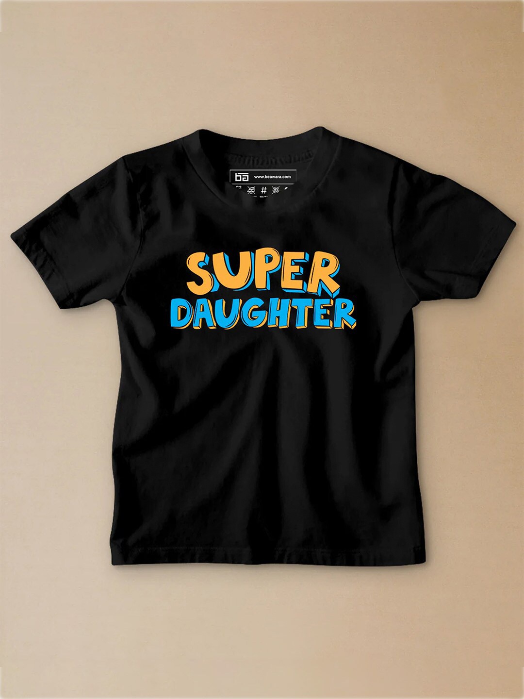 

BE AWARA Infant Girls Typography Printed Cotton T-shirt, Black