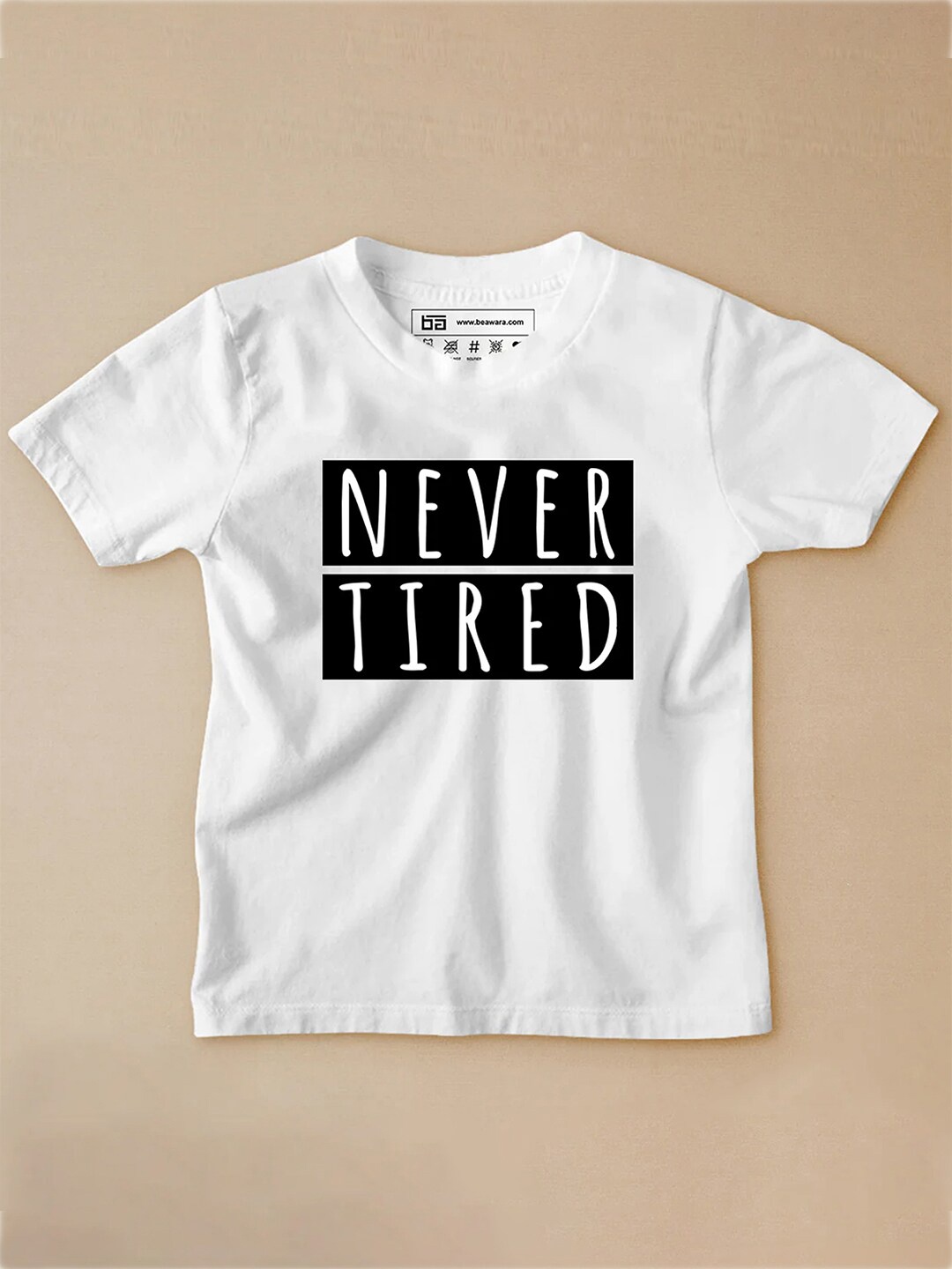 BE AWARA Infant Kids Typography Printed Cotton T-shirt, White