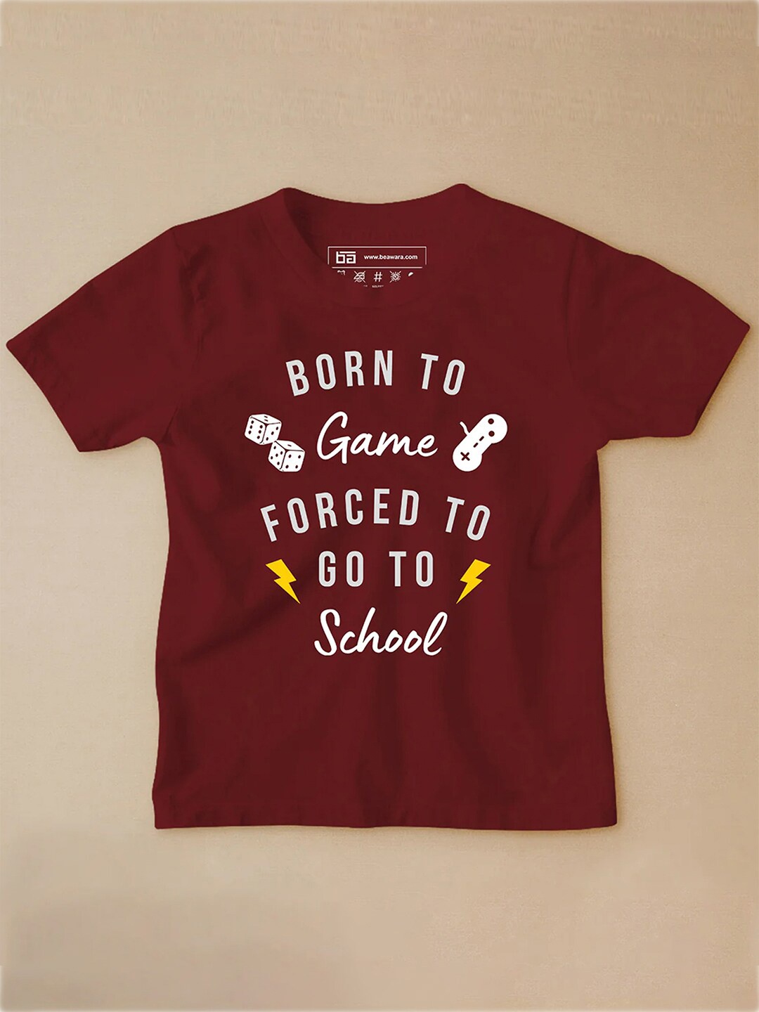 

BE AWARA Infant Kids Typography Printed Cotton T-shirt, Maroon