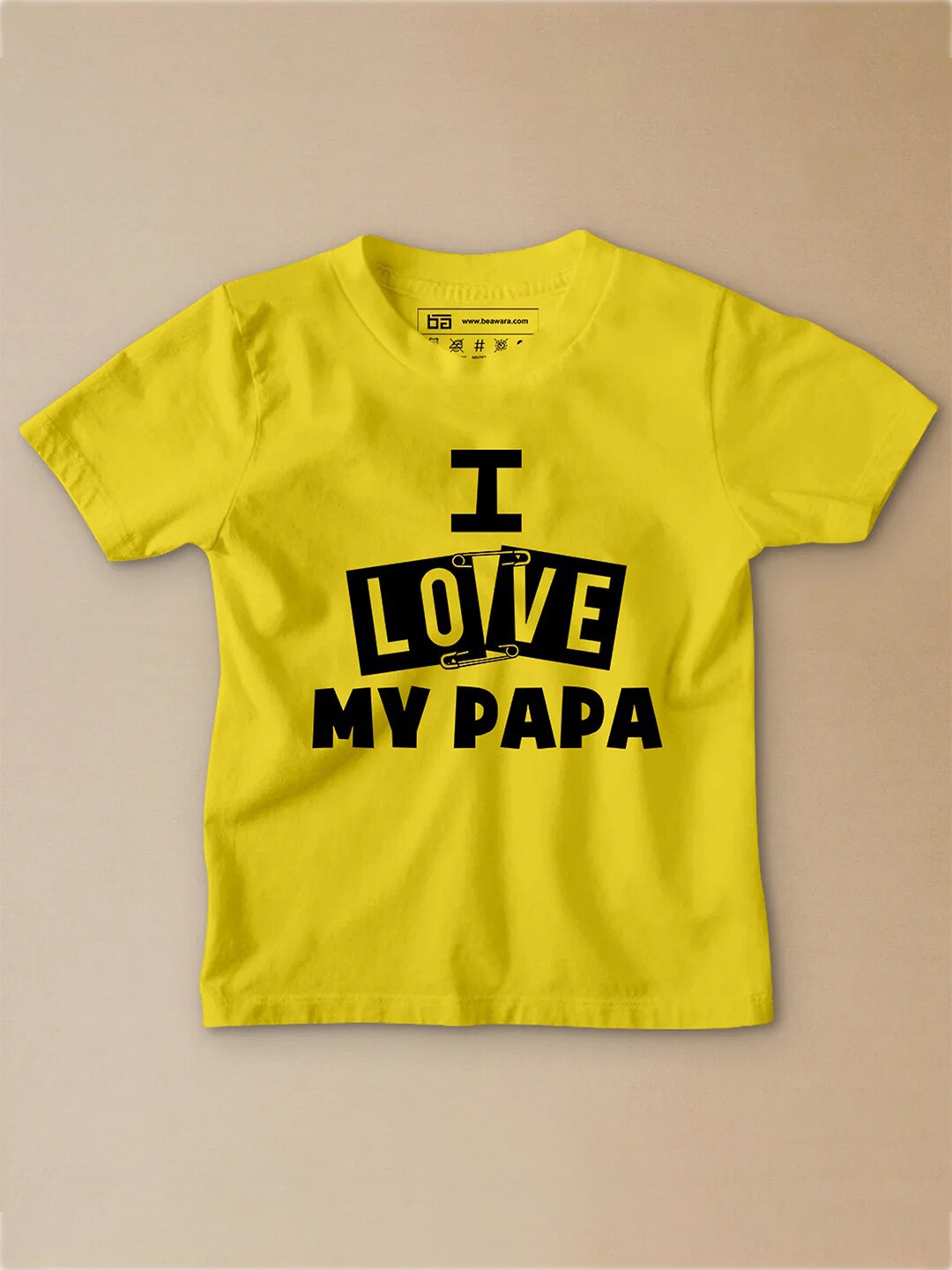 BE AWARA Infant Kids Typography Printed Cotton T-shirt, Yellow