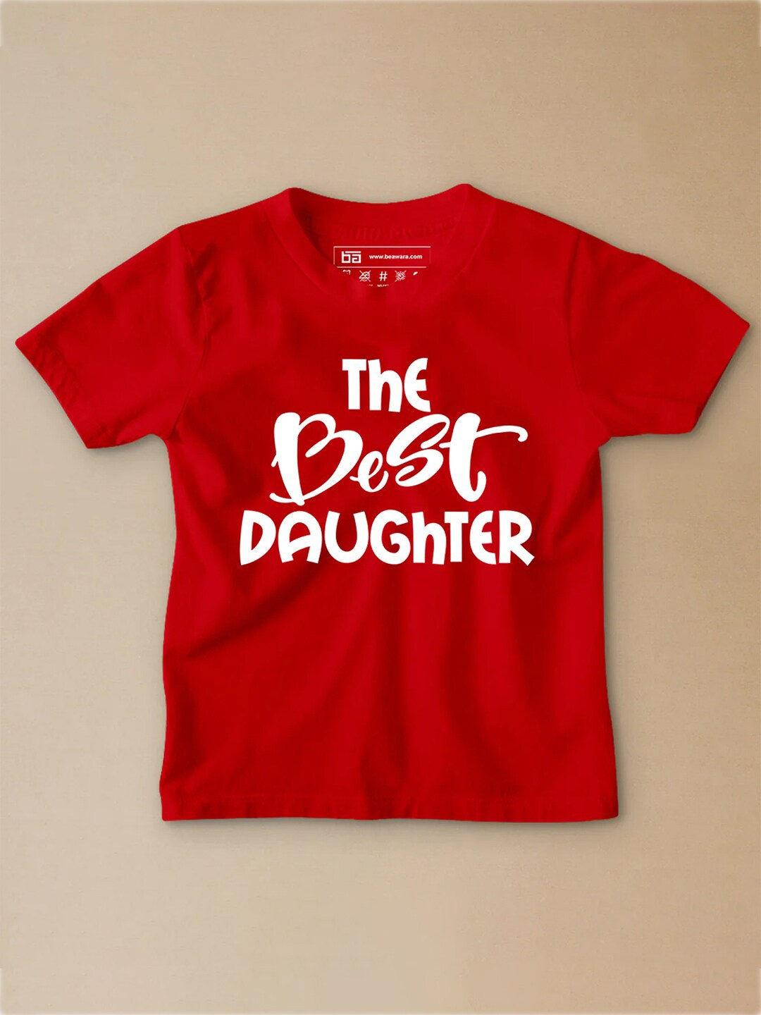 

BE AWARA Infant Girls Typography Printed Cotton T-shirt, Red