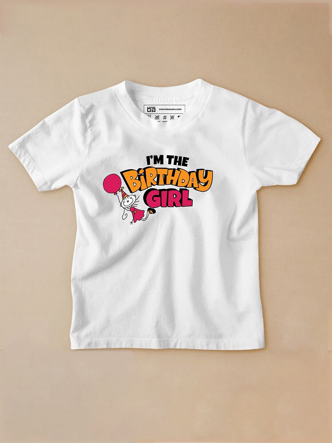

BE AWARA Infant Girls Typography Printed Cotton T-shirt, White