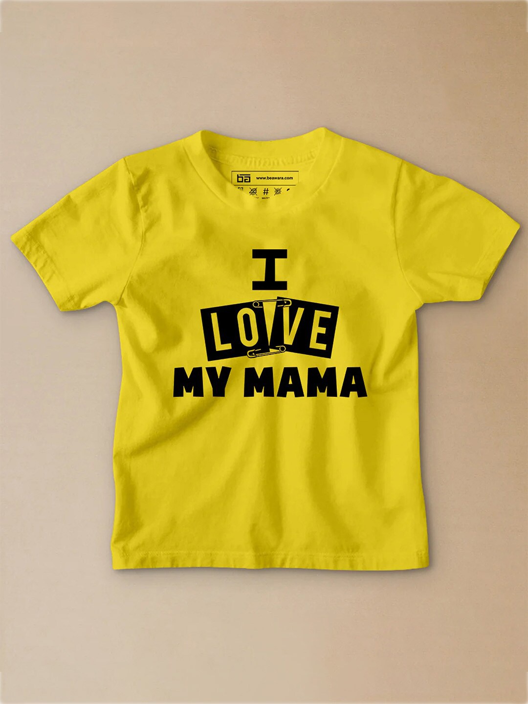 

BE AWARA Kids Typography Printed Round Neck Cotton T-Shirt, Yellow