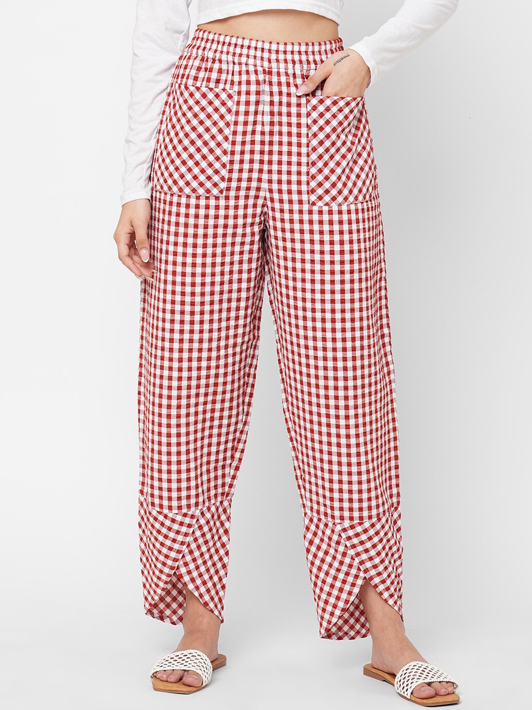 

Mystere Paris Women Checked Straight Lounge Pants, White
