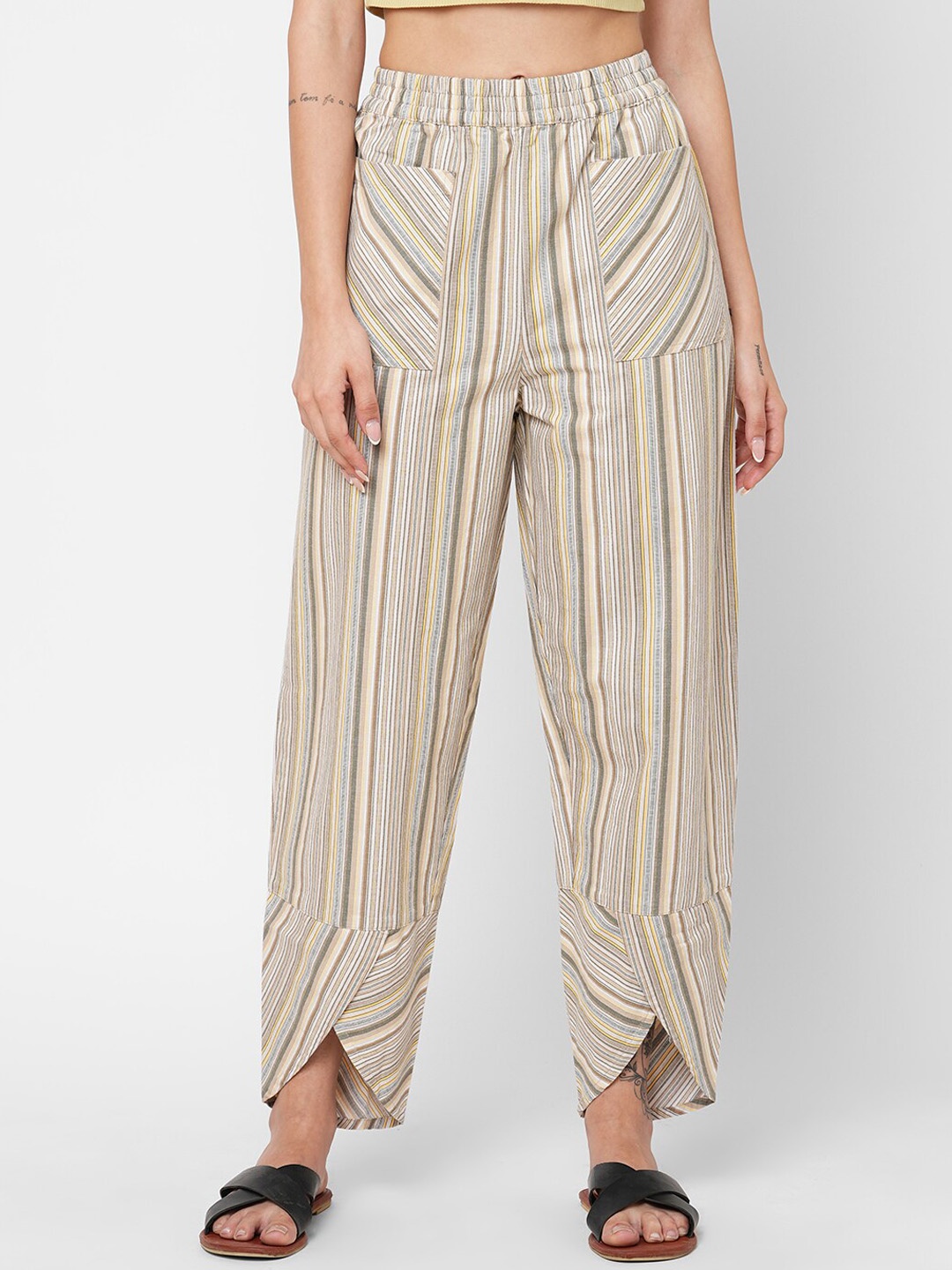 

Mystere Paris Women Striped Straight Lounge Pants, Multi