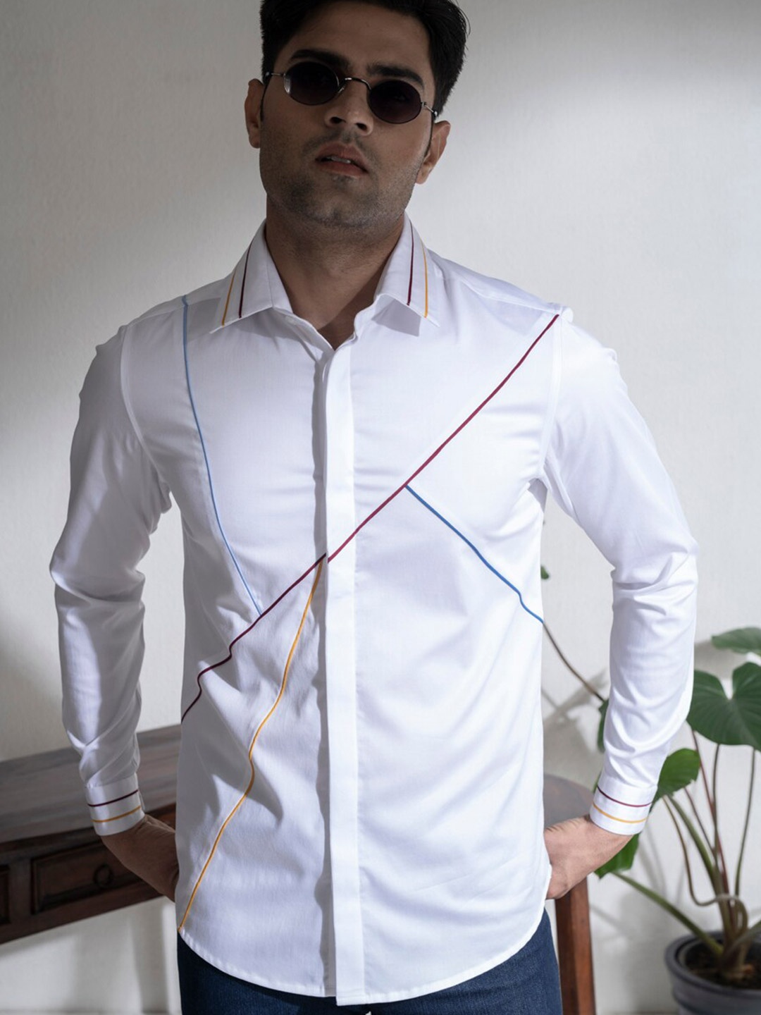 

ABKASA Sharp Slim Fit Opaque Casual Shirt, White