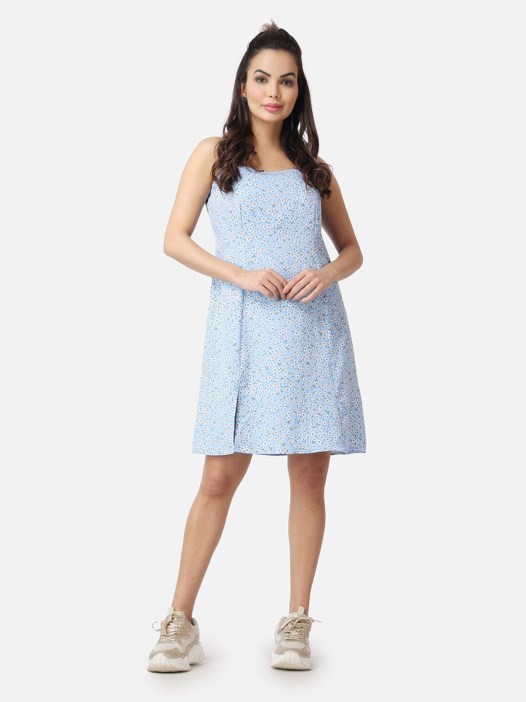

Popwings Floral Printed A-Line Dress, Blue