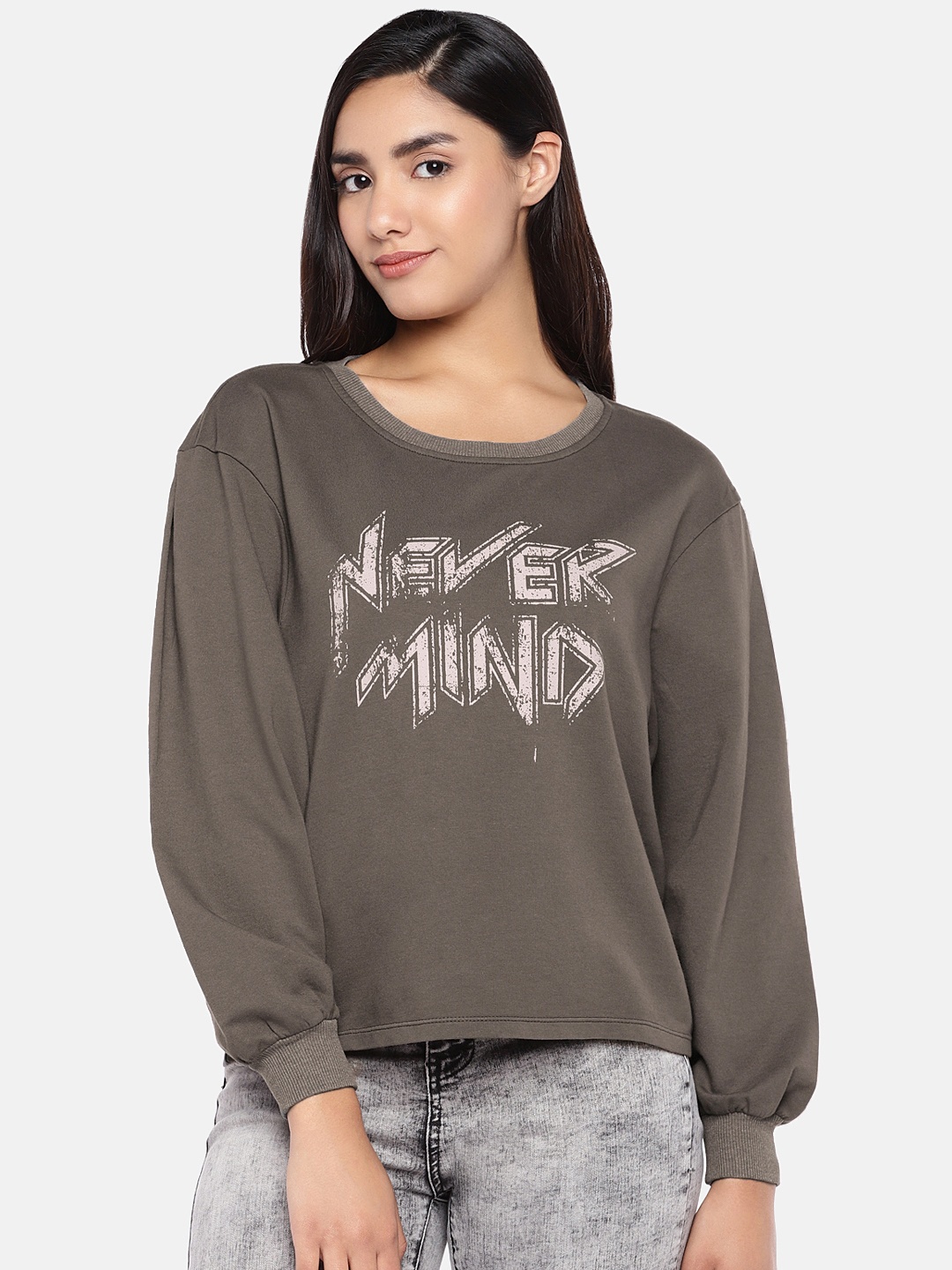 

ONLY Women Grey Printed Sweatshirt