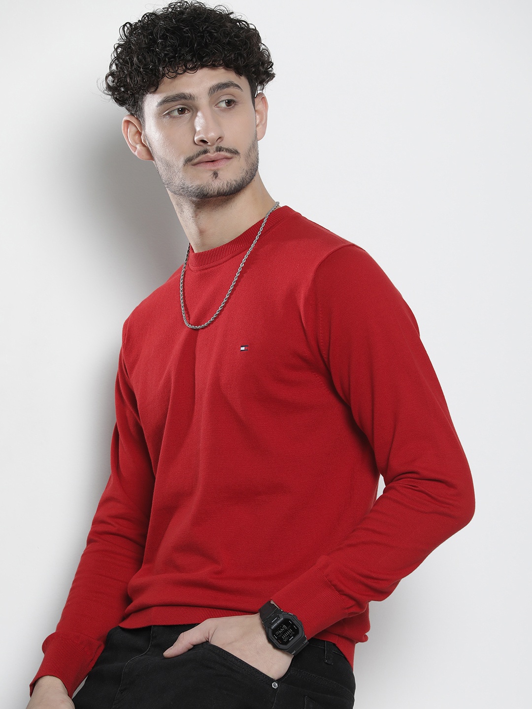 

Tommy Hilfiger Men Solid Pullover, Red