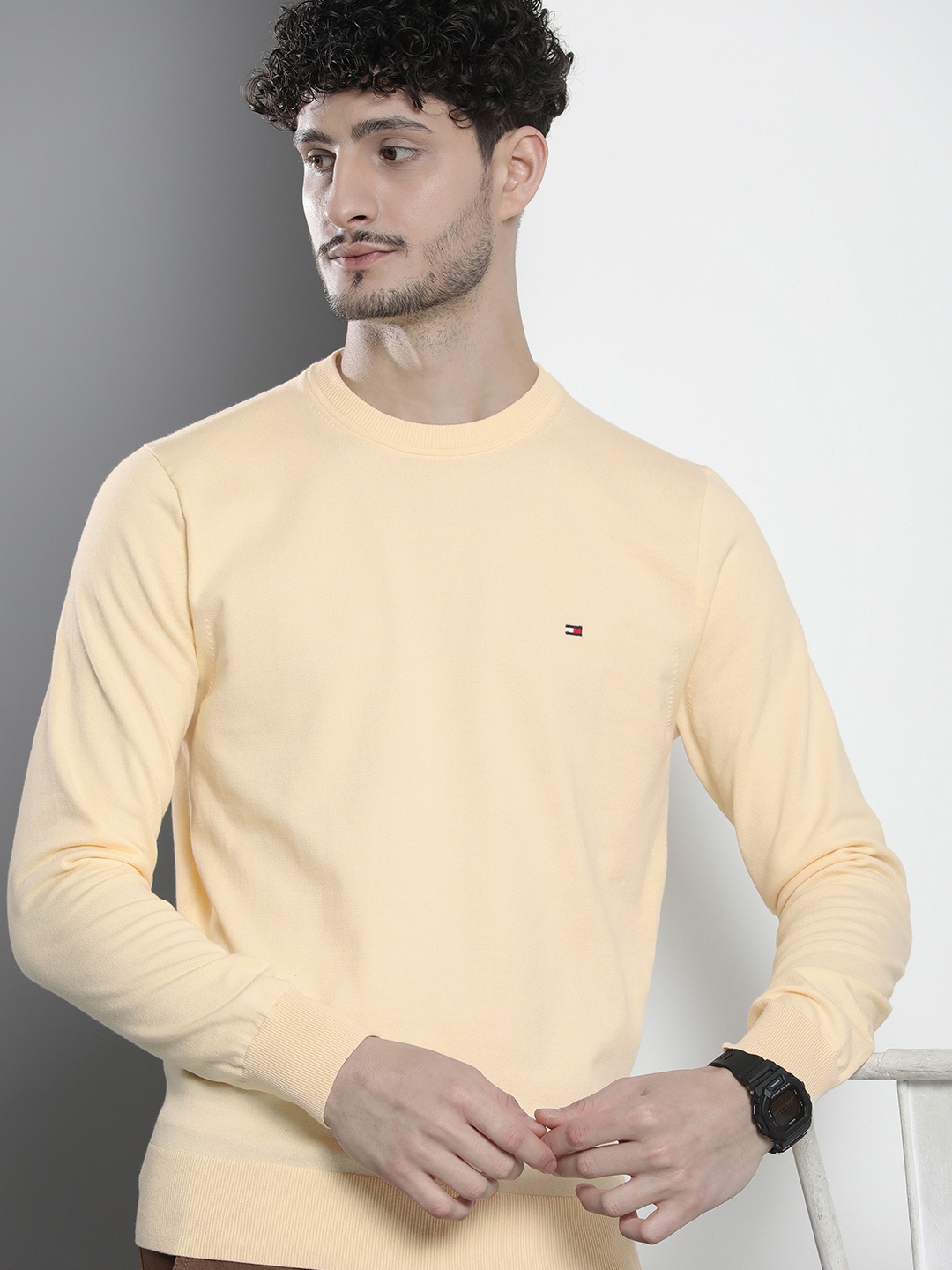 

Tommy Hilfiger Men Solid Pullover, Yellow
