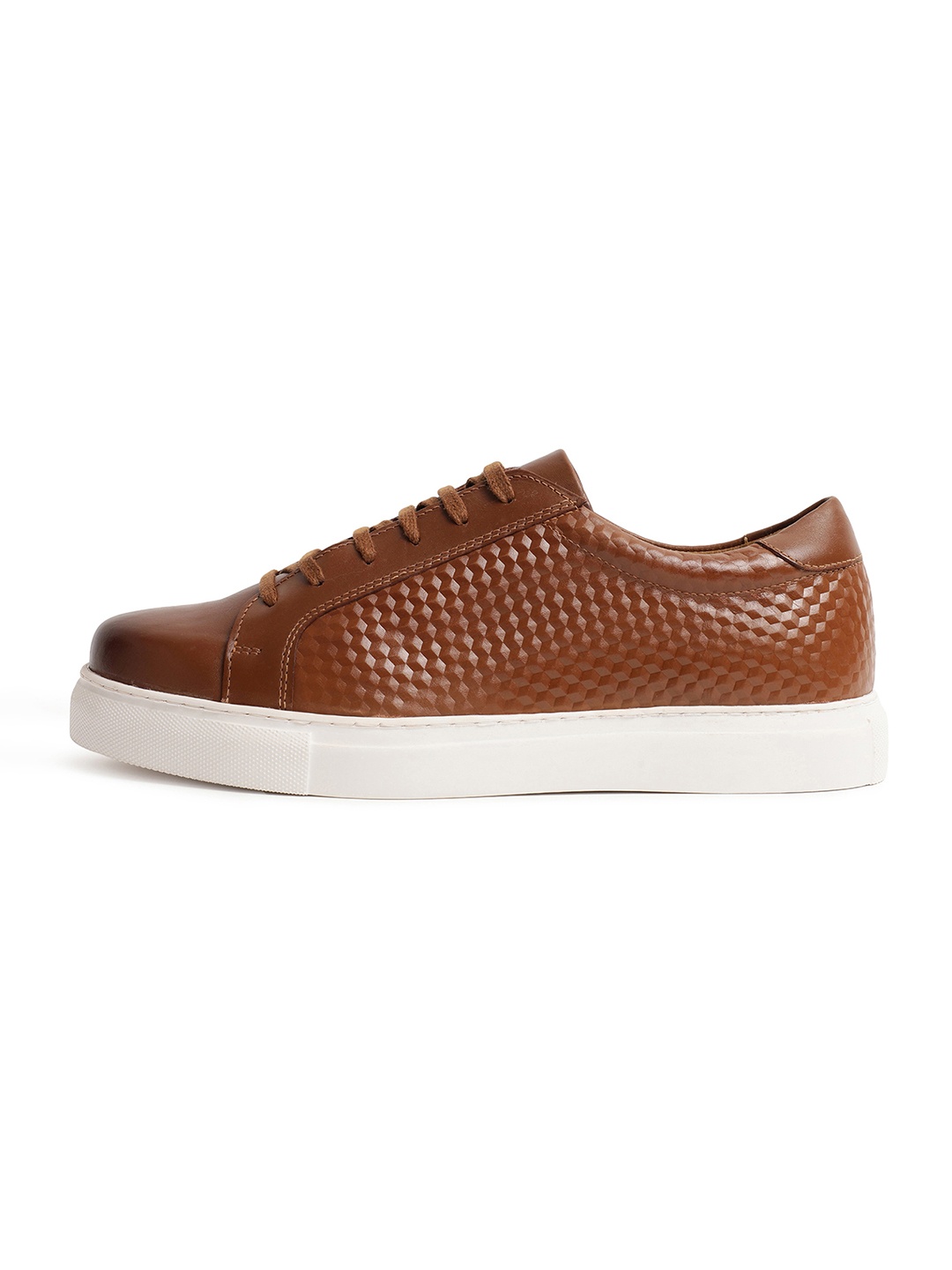 

RARE RABBIT Men Textured Leather Sneakers, Tan