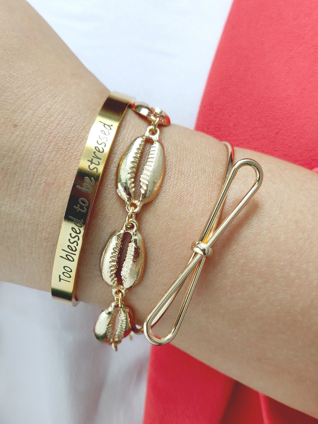 

JOKER & WITCH Women Set of 3 Gold-Plated Cuff Bracelet