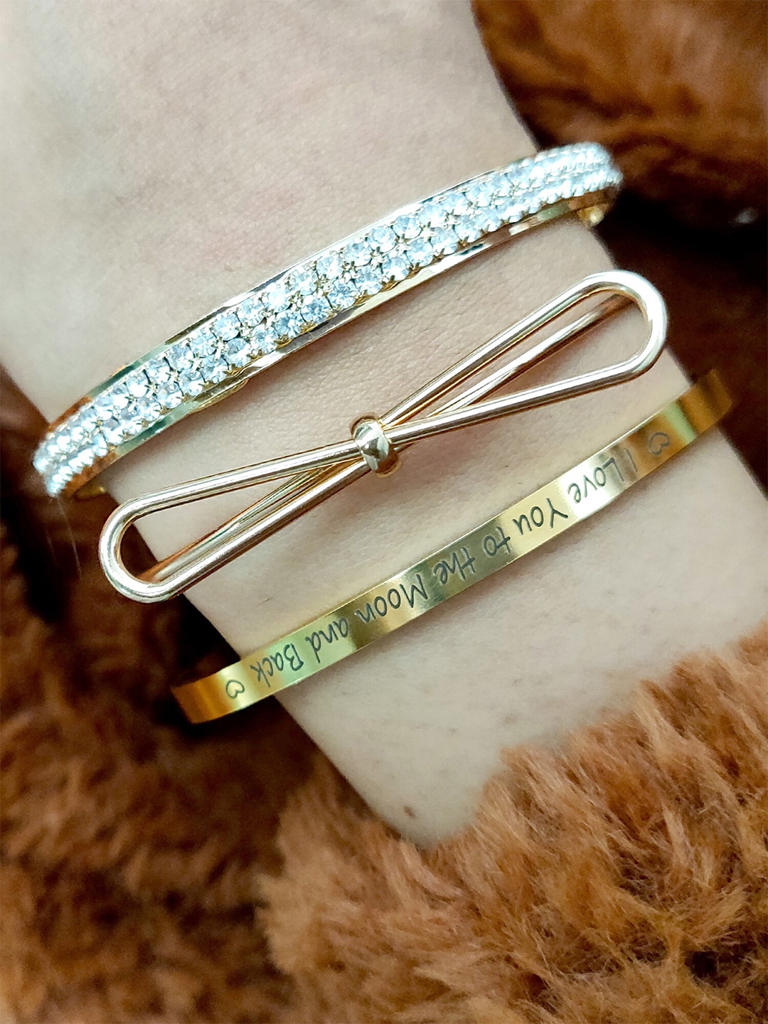 

JOKER & WITCH Women Set of 3 Gold-Plated Cuff Bracelet