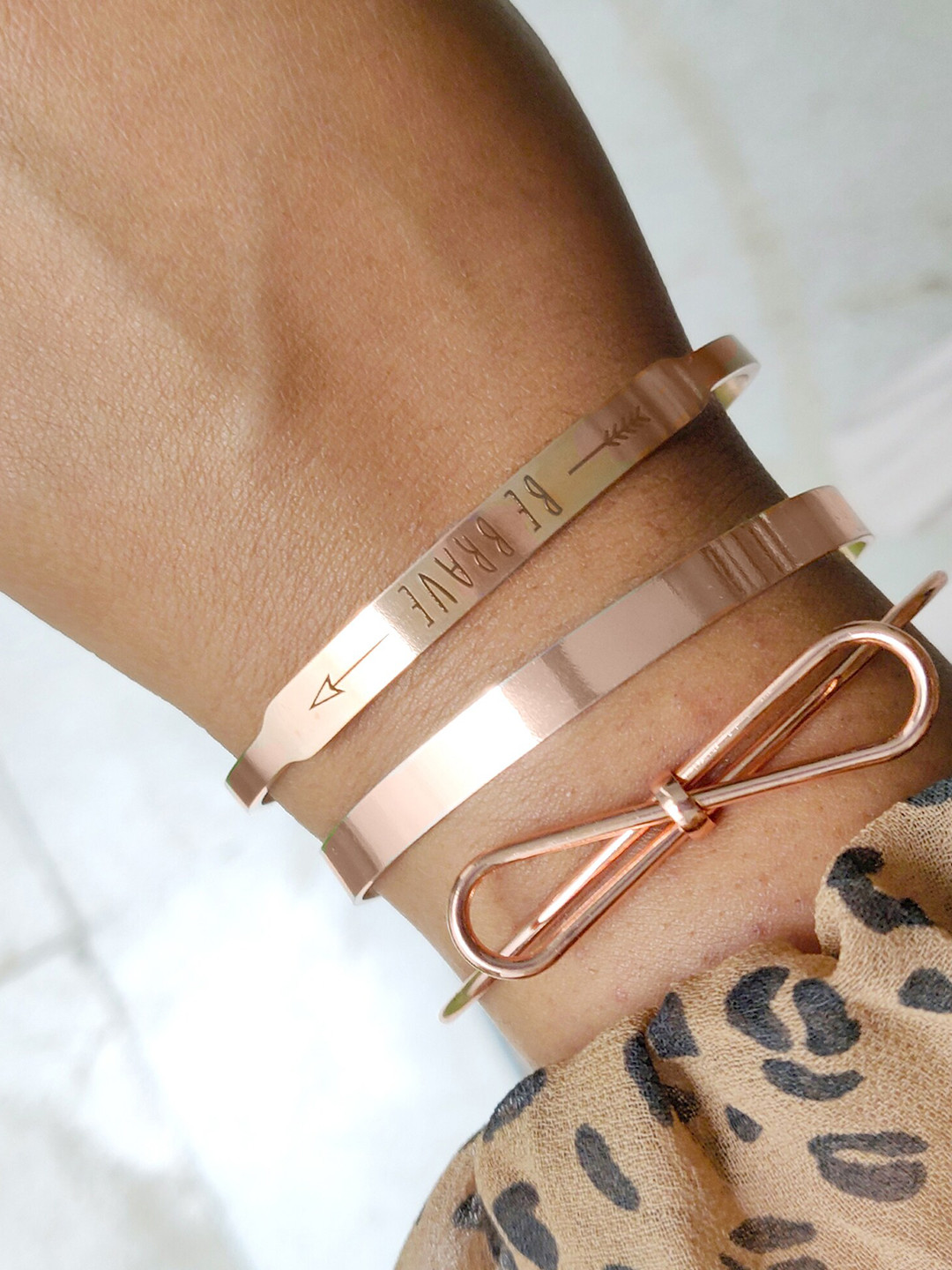 

JOKER & WITCH Women Set of 3 Gold-Plated Cuff Bracelet, Rose gold