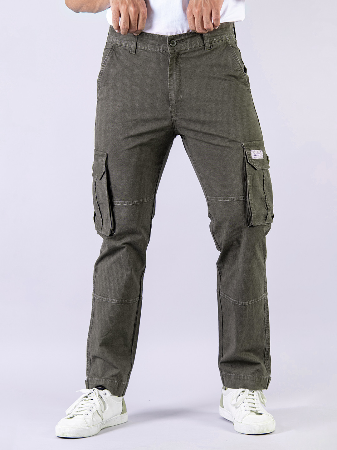 

Tistabene Men Relaxed Fit Ribcage Cotton Cargos Trousers, Coffee brown