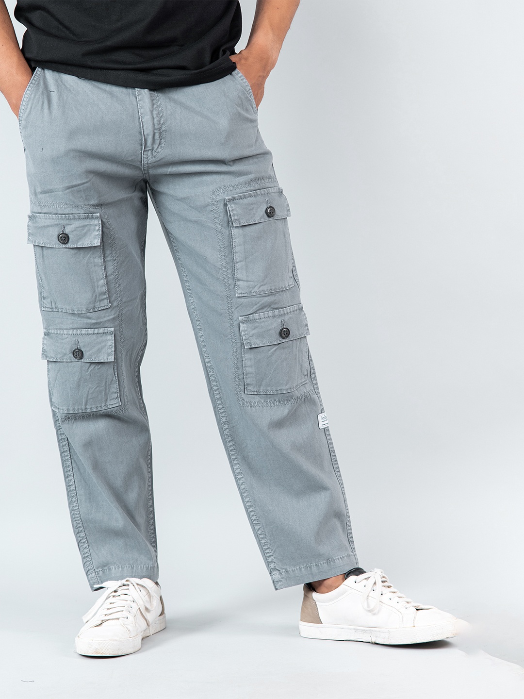 

Tistabene Men Relaxed Loose Fit Linen Cargos Trousers, Grey