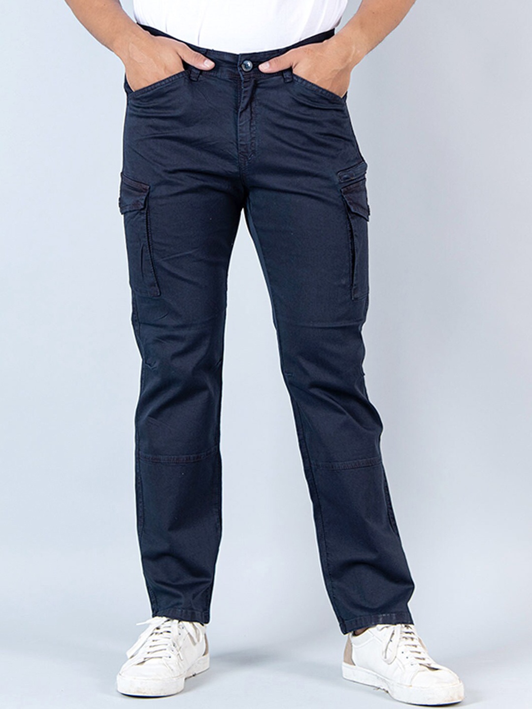 

Tistabene Men Relaxed Twill Cotton Cargos Trousers, Navy blue