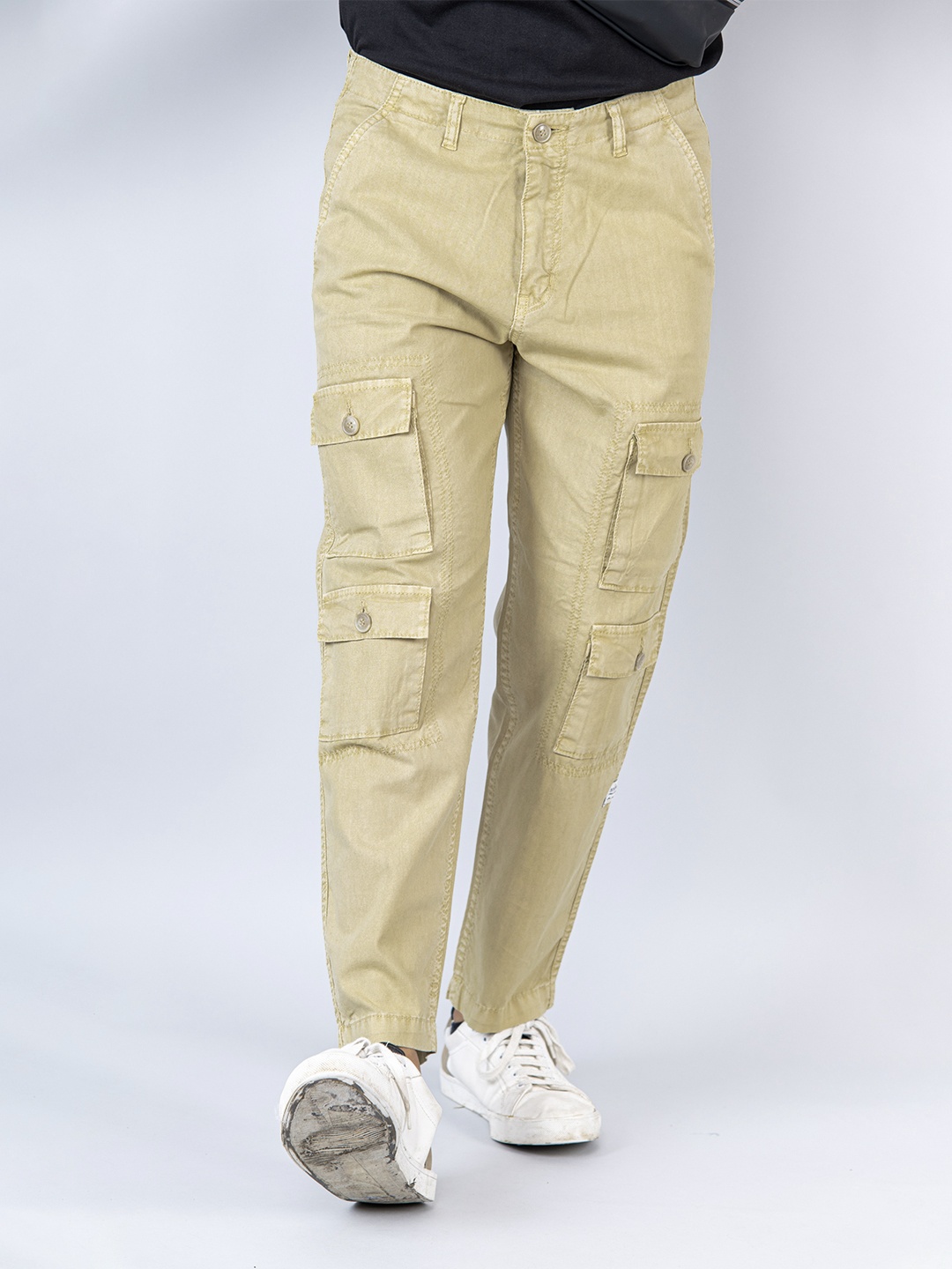 

Tistabene Men Relaxed Loose Fit Linen Cargos Trousers, Beige