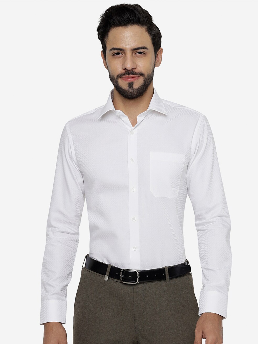 

JADE BLUE Slim Fit Pure Cotton Formal Shirt, White