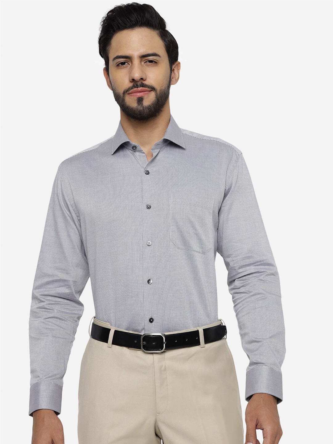 

JADE BLUE Pure Cotton Formal Shirt, Grey