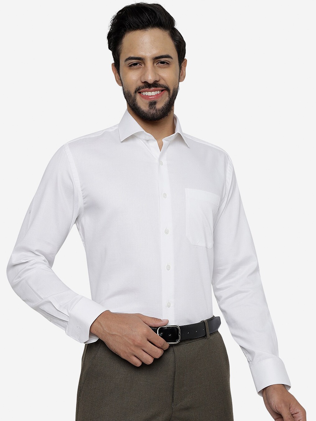 

JADE BLUE Pure Cotton Formal Shirt, White