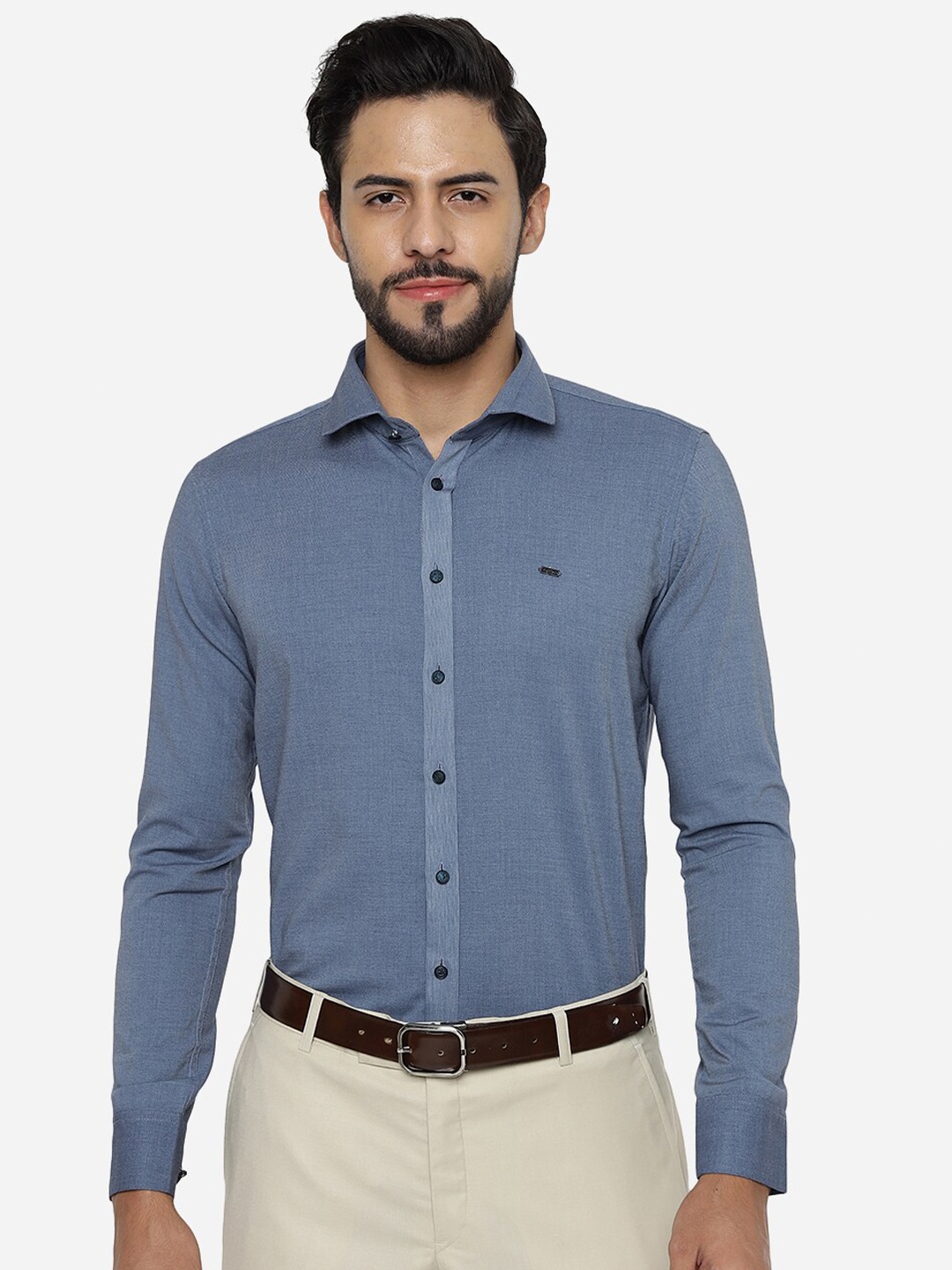 

JB STUDIO Slim Fit Pure Cotton Formal Shirt, Blue