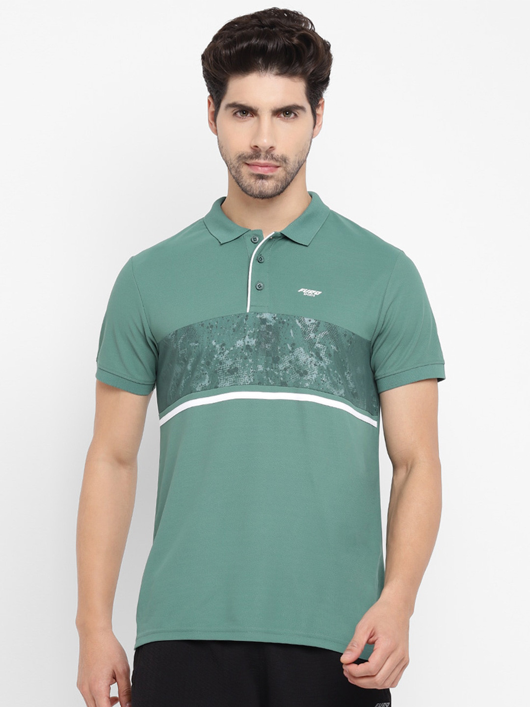 

FURO by Red Chief Abstract Printed Polo Collar T-Shirt, Green