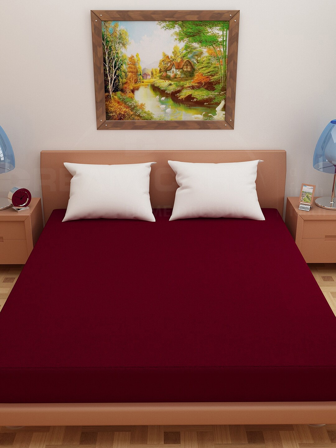 

DREAM CARE Maroon Waterproof Terry Cotton Single Bed Mattress Protector