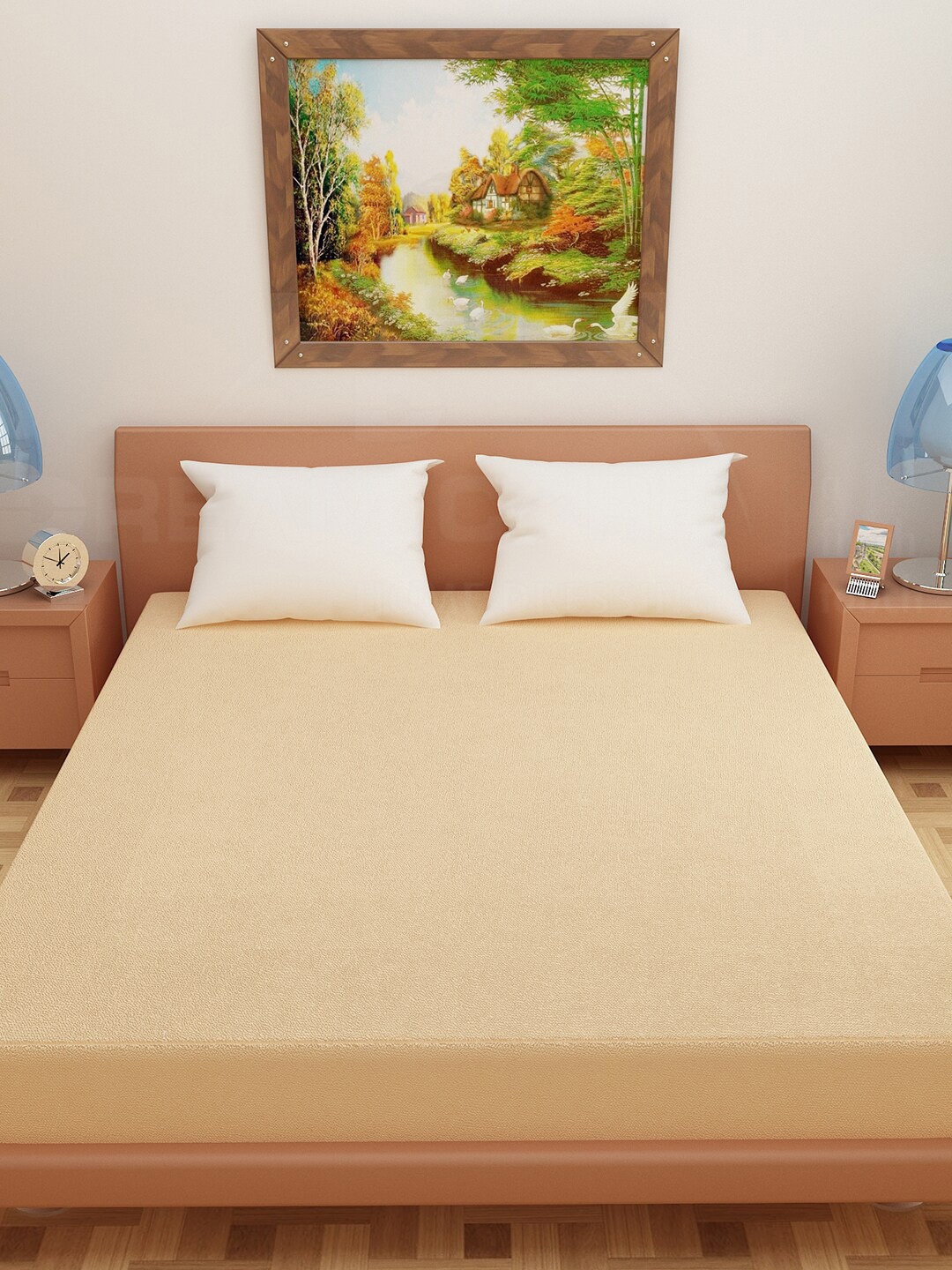 

DREAM CARE Beige Cotton Water Resistant Queen Bed Mattress Protector