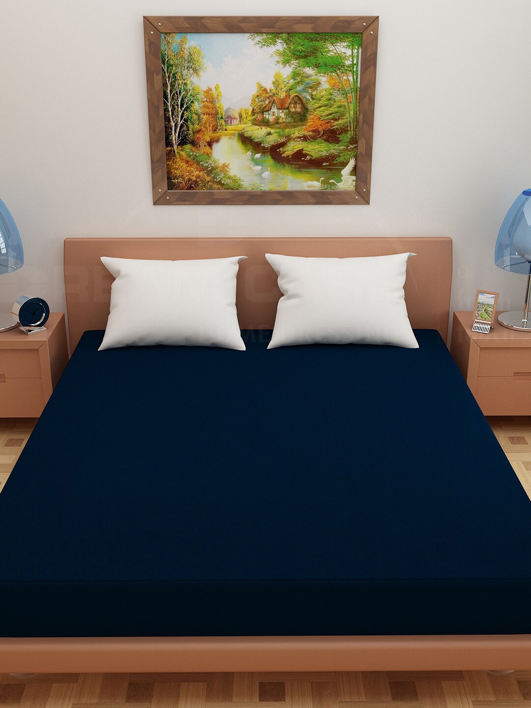 

DREAM CARE Blue Cotton Water Resistant Single Bed Mattress Protector