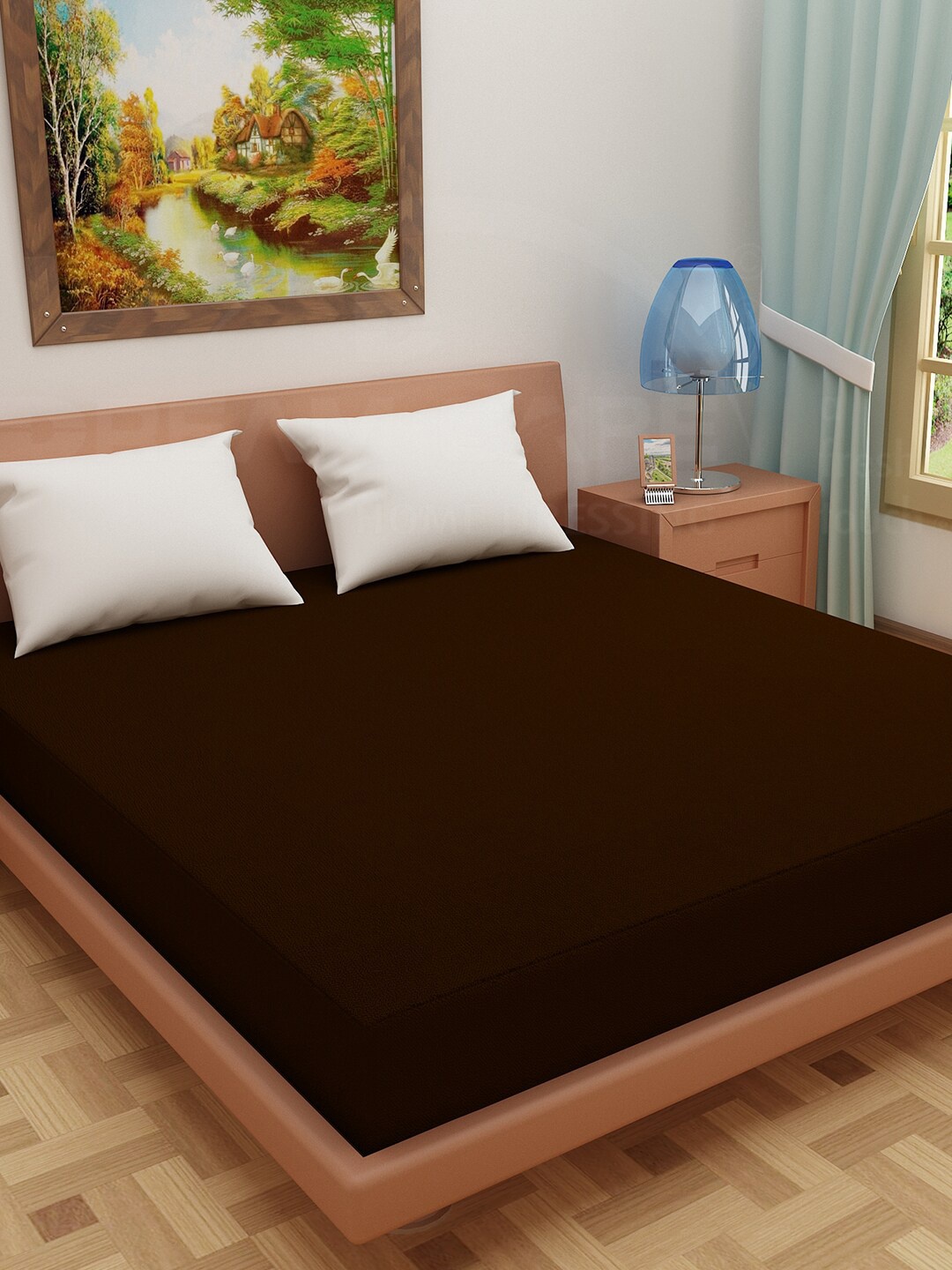 

DREAM CARE Coffee Brown Cotton Queen Waterproof Mattress Protector