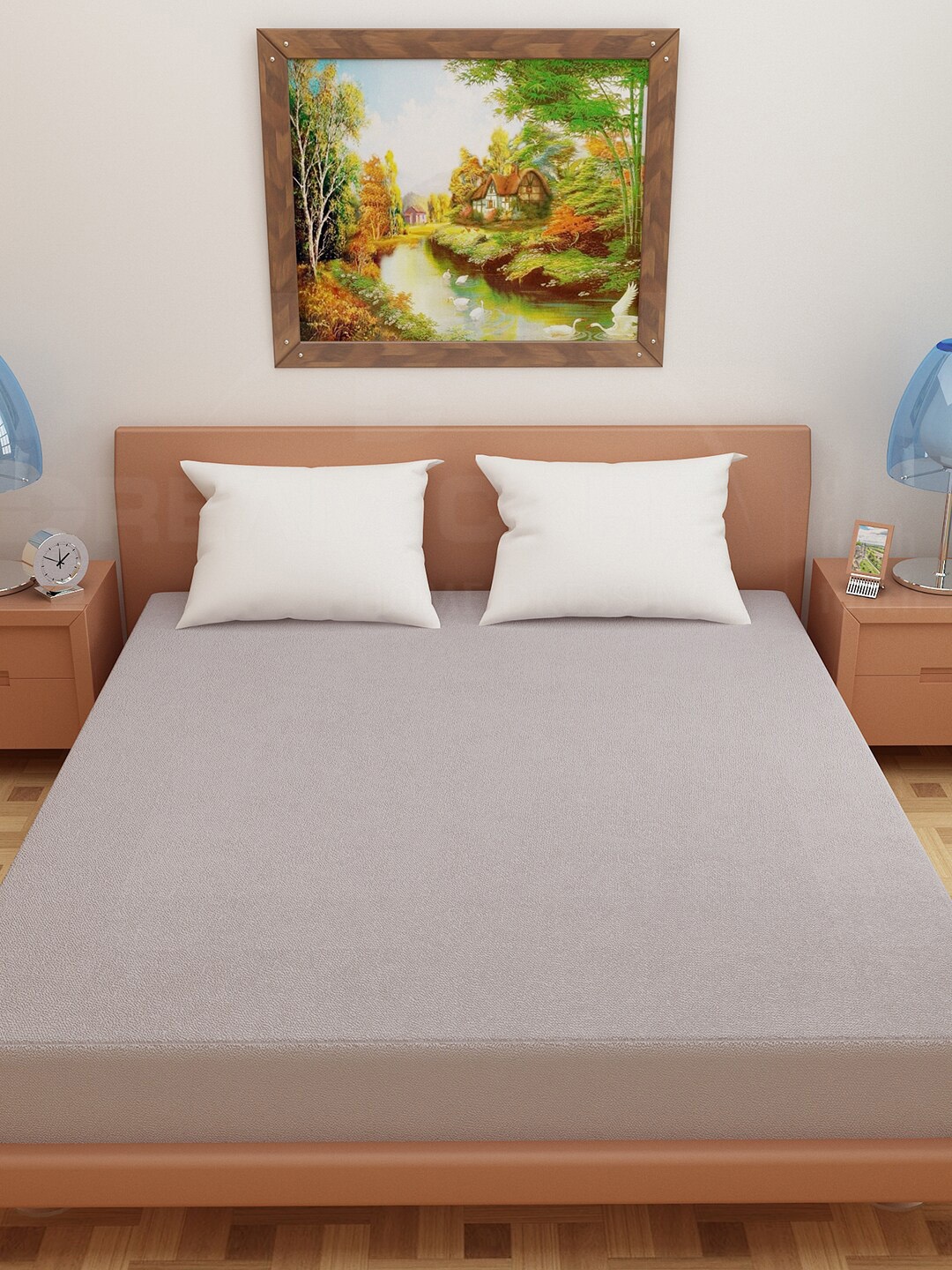 

DREAM CARE Grey Waterproof Double King Mattress Protector