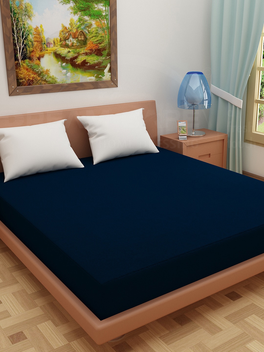 

DREAM CARE Blue Cotton Water Resistant Single Bed Mattress Protector
