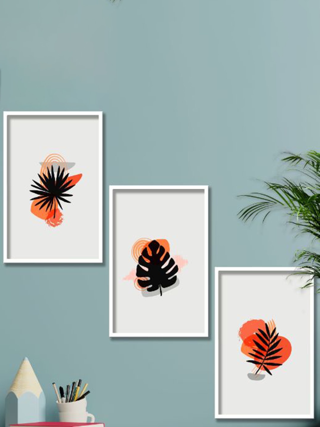 

SAF White & Red 3-Pieces Modern Art Printed Framed Wall Art