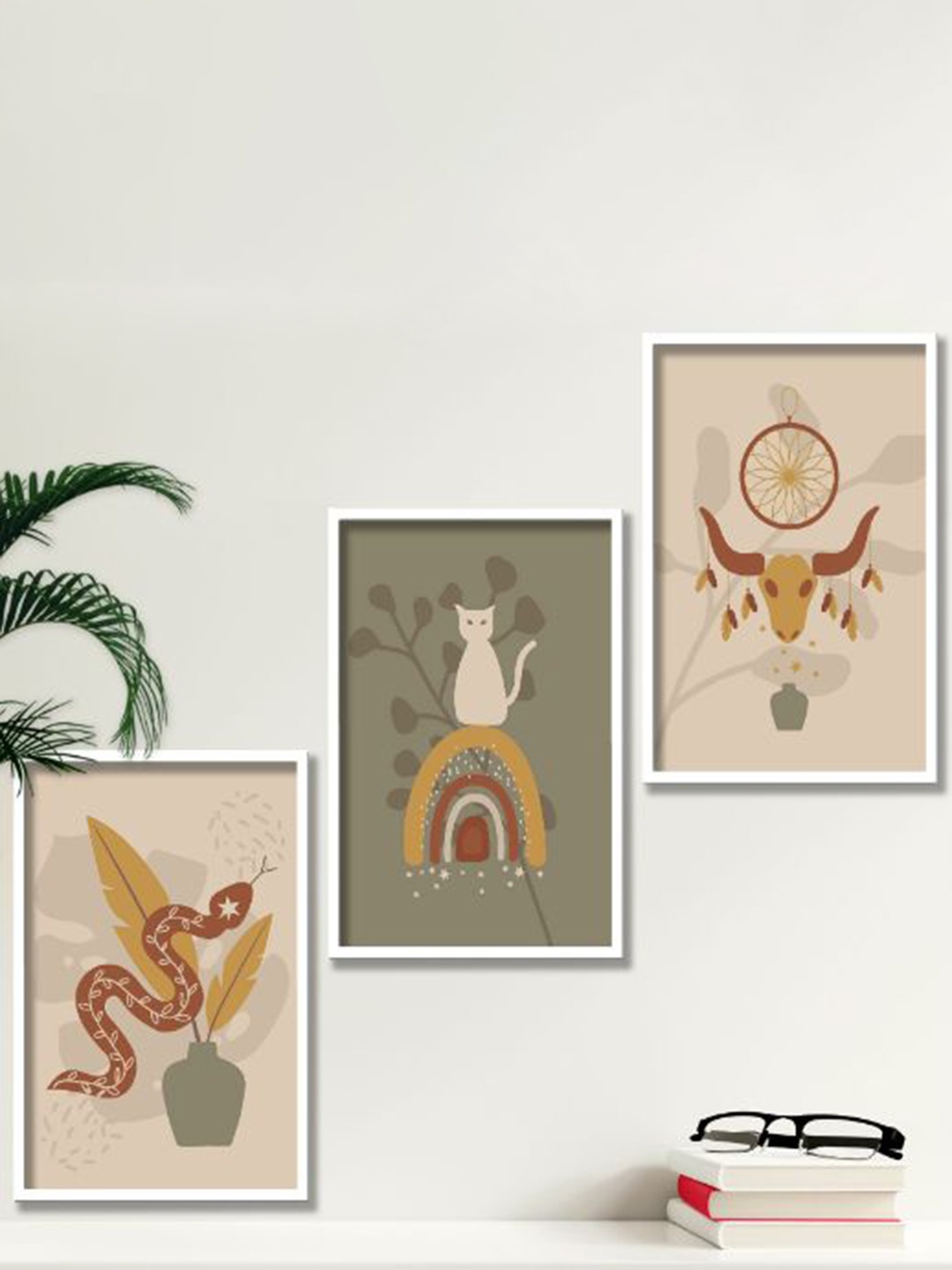 

SAF White 3-Pieces Modern Art Printed Framed Wall Art