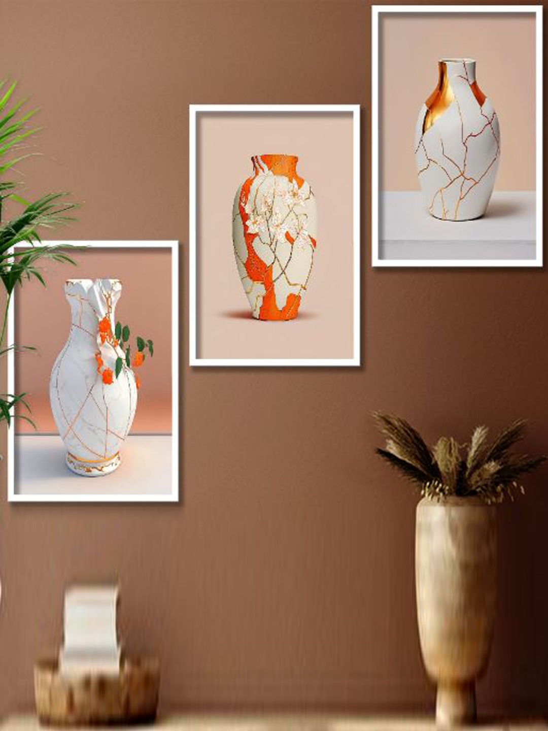 

SAF White 3-Pieces Modern Art Printed Framed Wall Art