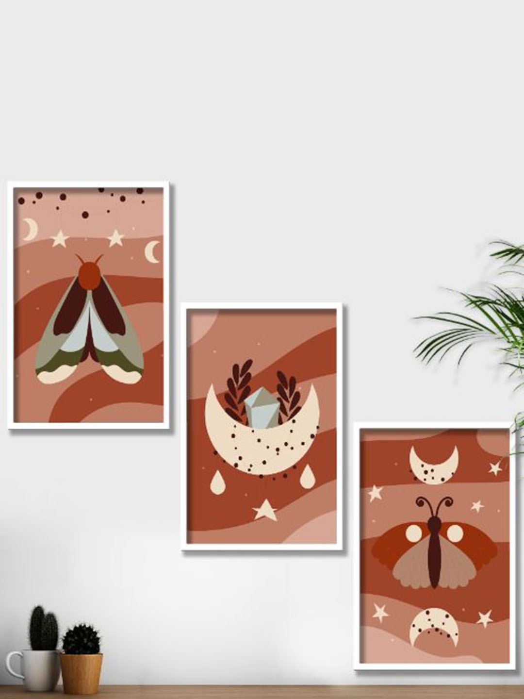 

SAF White & Orange 3-Pieces Modern Art Printed Framed Wall Art