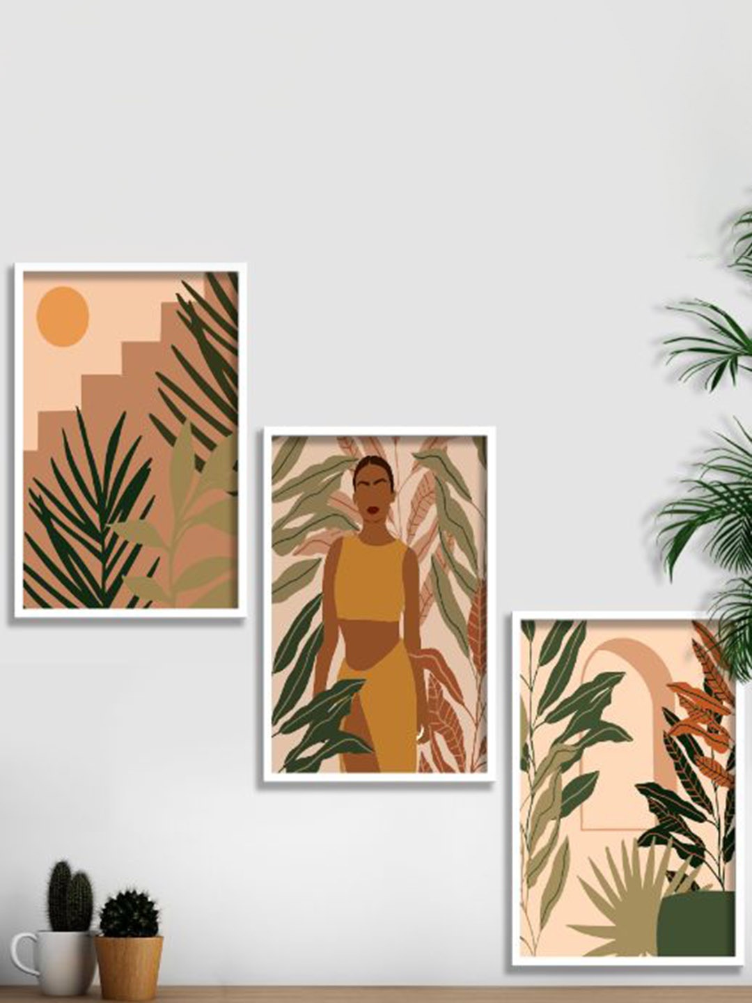 

SAF White & Brown 3 Pieces Abstract Framed Wall Art