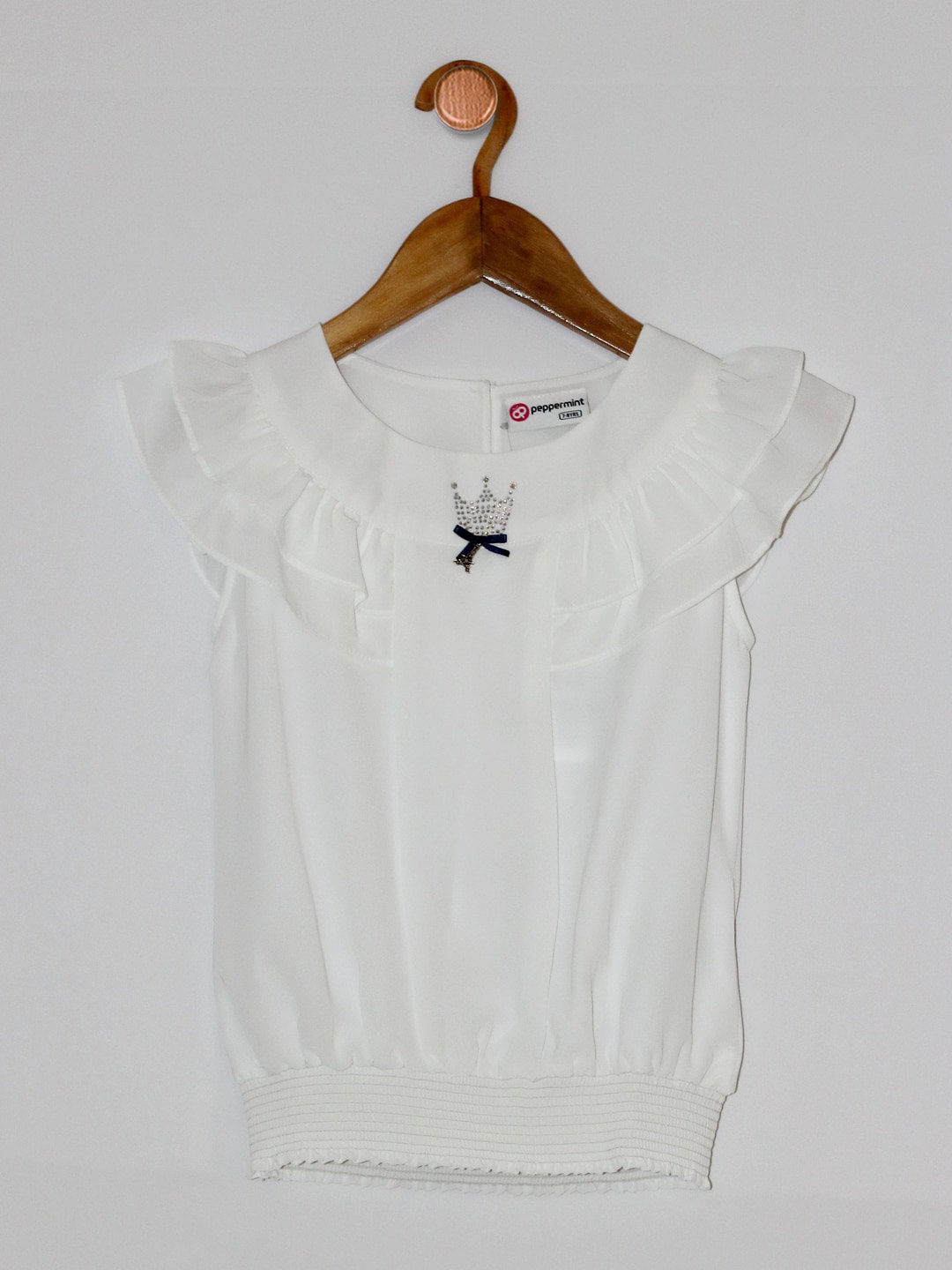 

Peppermint Girls Ruffles Blouson Top, Cream