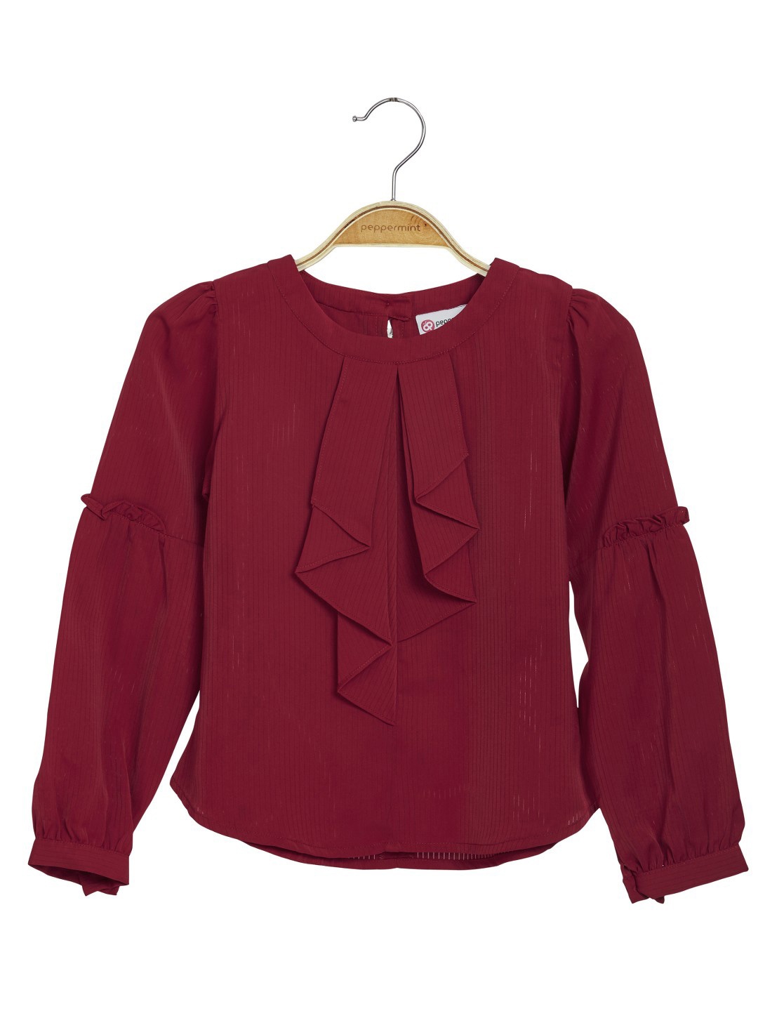 

Peppermint Girls Tie-Ups Cuffed Sleeves Top, Maroon
