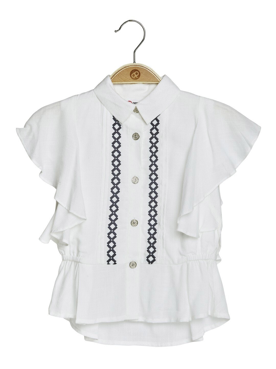 

Peppermint Girls Flutter Sleeve Shirt Style Top, Off white