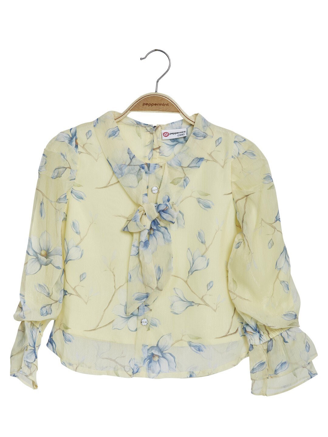 

Peppermint Girls Floral Printed Tie-Up Neck Top, Yellow