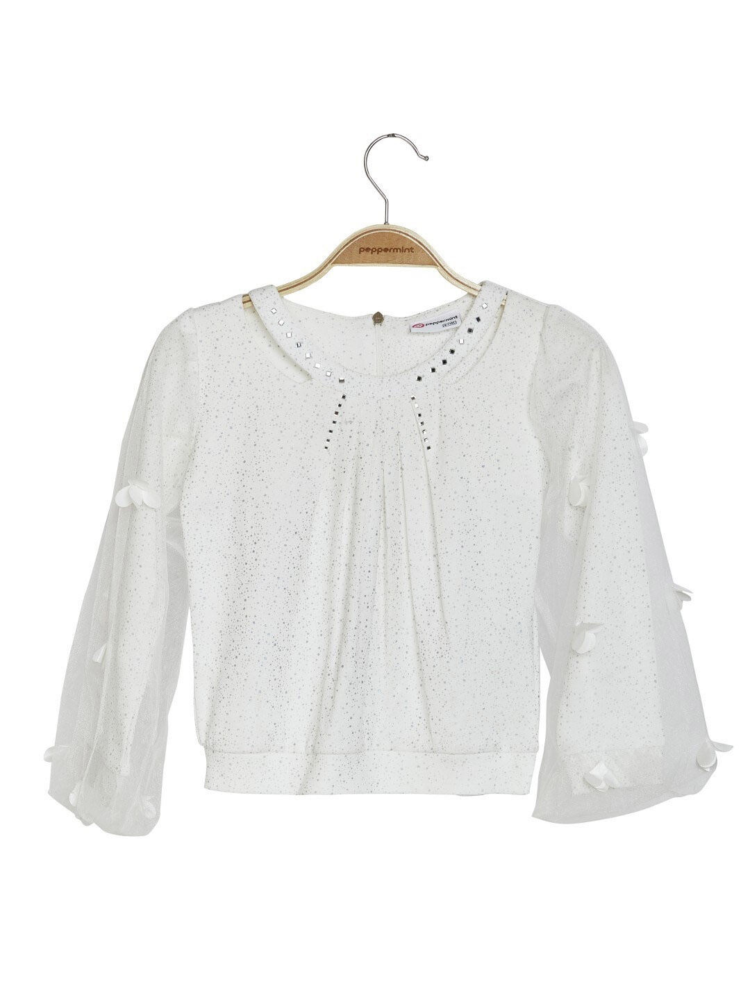 

Peppermint Girls Embellished Top, Off white