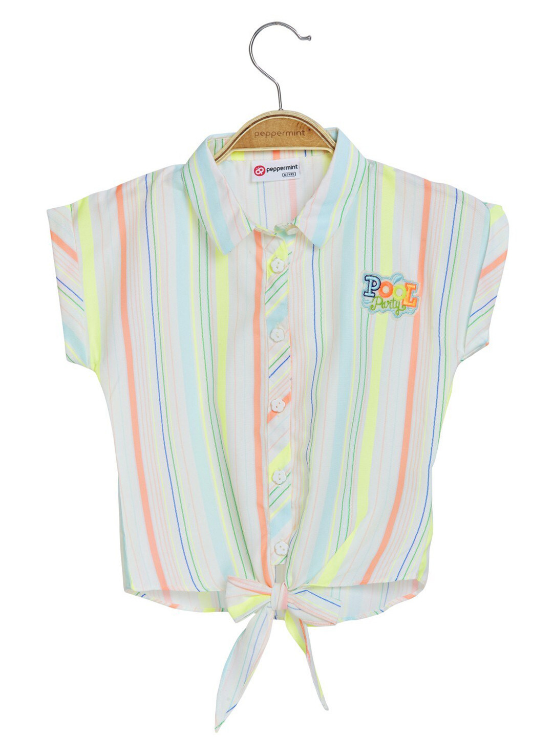 

Peppermint Girls Striped Shirt Style Top, Green