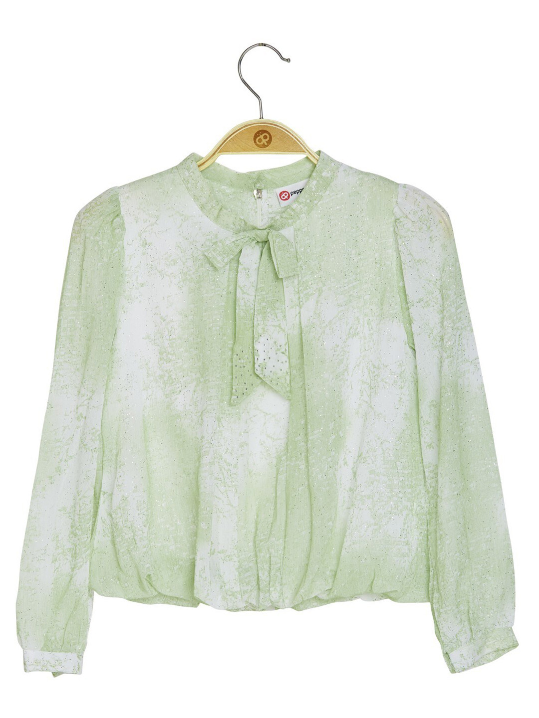 

Peppermint Girls Floral Printed Tie-Up Neck Top, Green